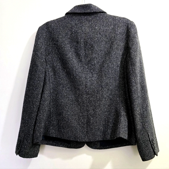 S O L D  LL Bean Dark Gray Tweed Wool Blend Tailored Blazer size L/P - Picture 4 of 15